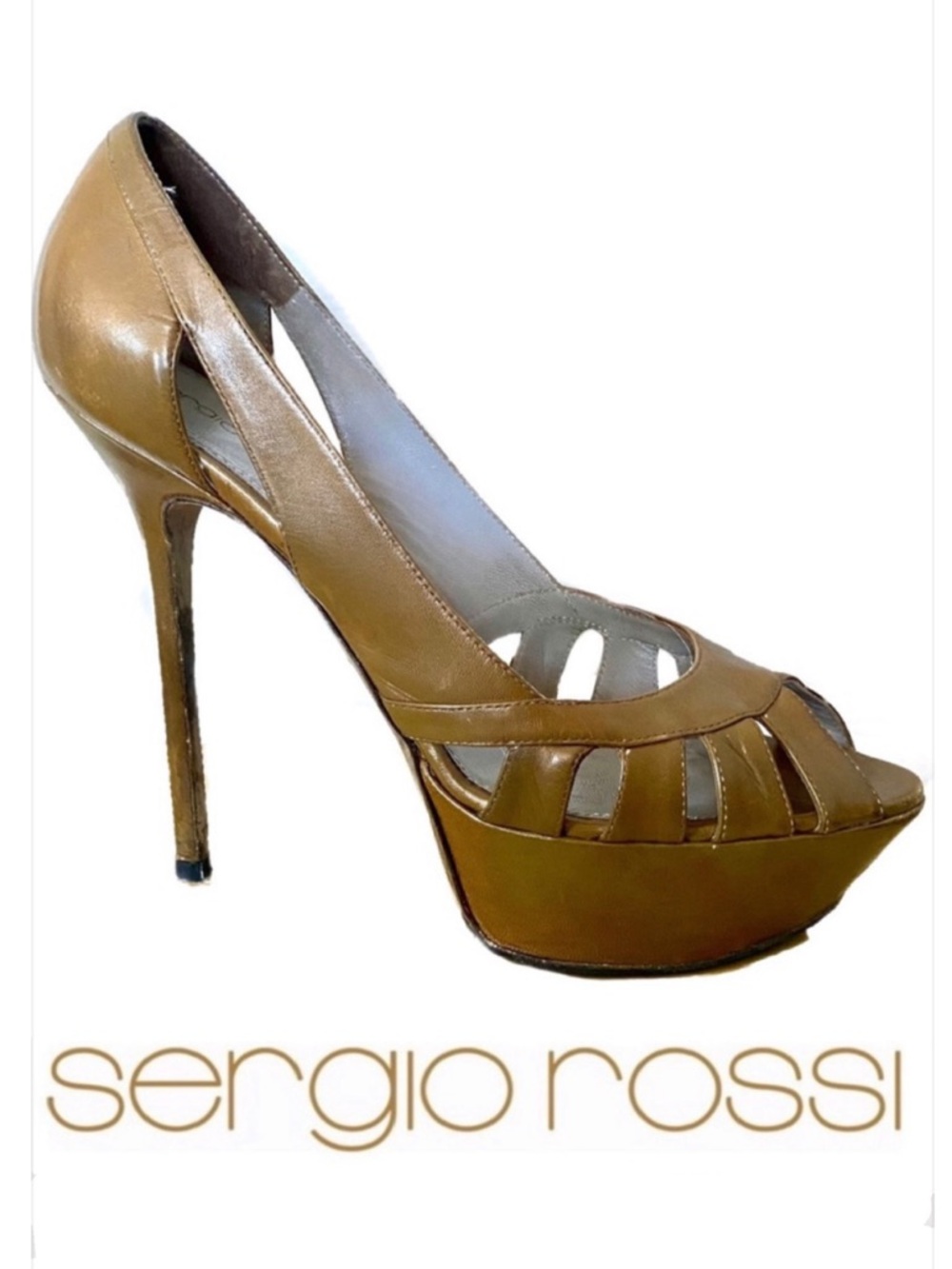 SERGIO ROSSI Cachet Peeptoe Platform Pumps